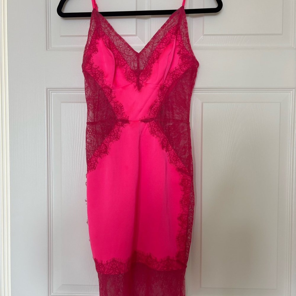Elegant Pink Lace Slip Dress - Picture 3 of 6